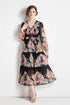 Runway Fashion Spellbind Floral Print, Wrap V-Neck, Ruffled, Belted, Long Sleeve Chiffon Vintage Holiday, Party Maxi Dress